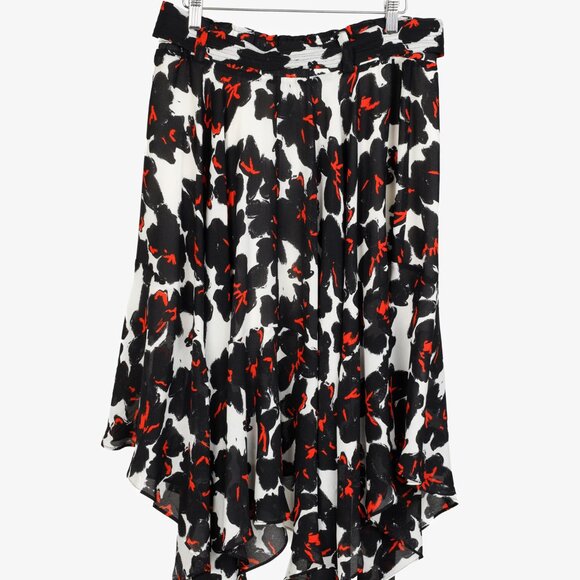 A.L.C. White & Black Bias Silk Painted Floral Skirt - Picture 3 of 11